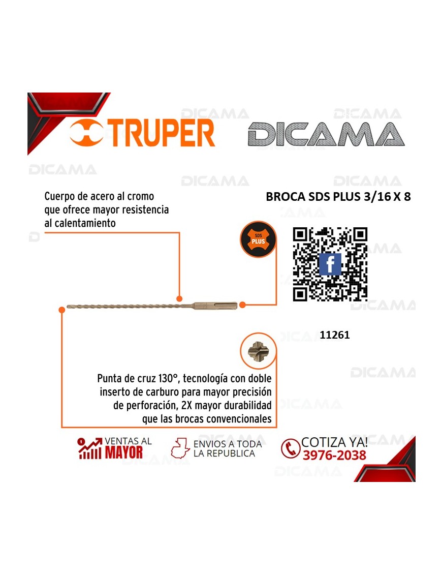 BROCA SDS PLUS 3/16 X 8