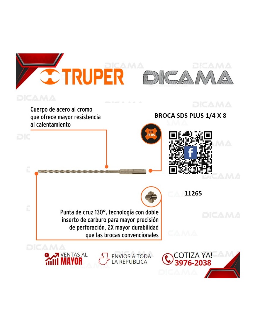 BROCA SDS PLUS 1/4 X 8