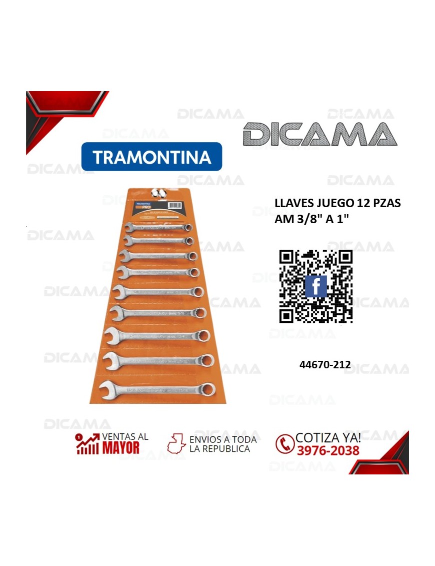 LLAVES JUEGO 12 PZAS AM 3/8" A 1"