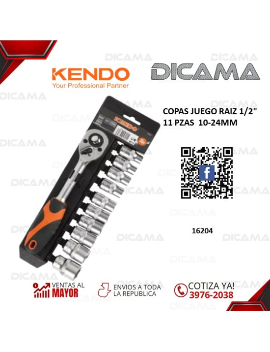 COPAS JUEGO RAIZ 1/2" 11 PZAS  10-24MM