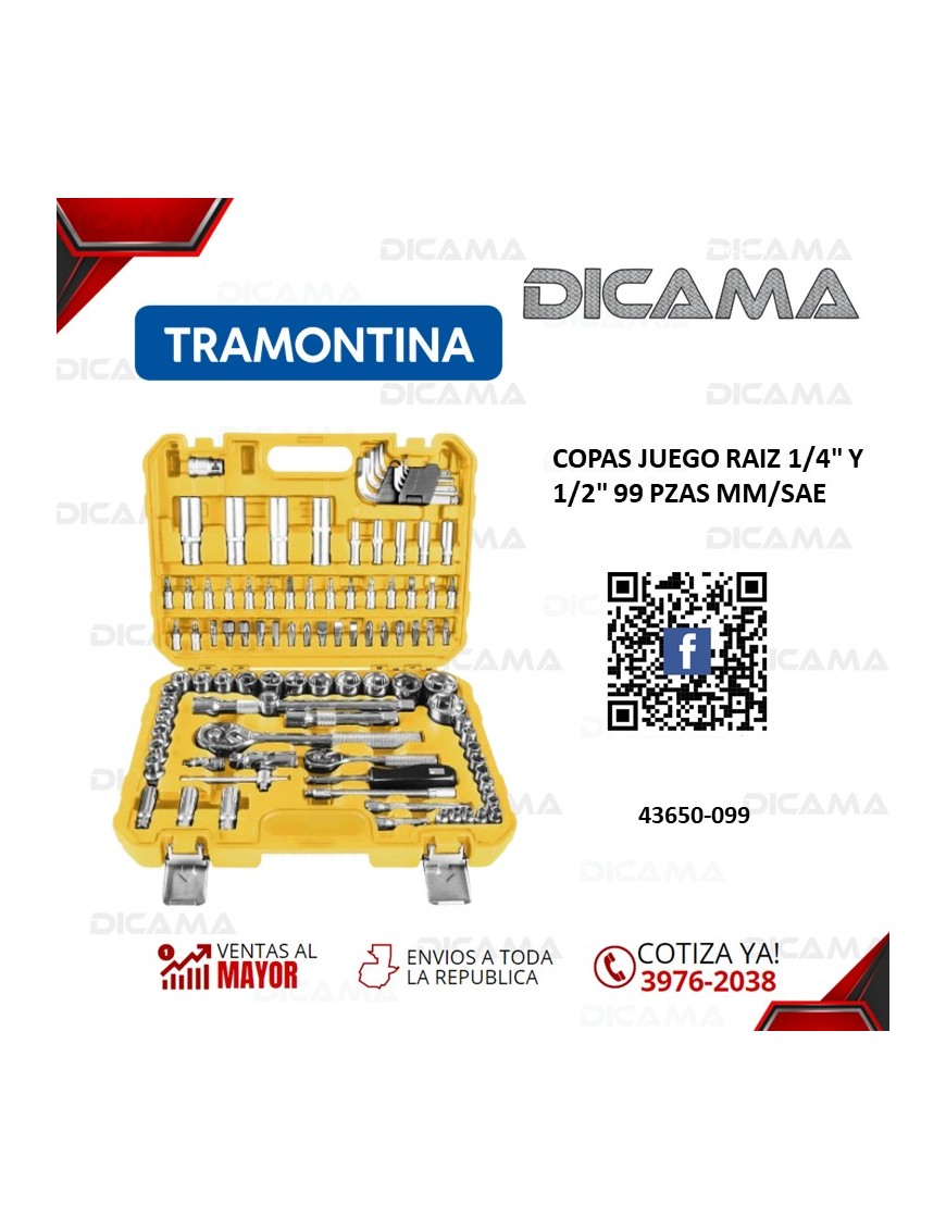 COPAS JUEGO RAIZ 1/4" Y 1/2" 99 PZAS MM/SAE