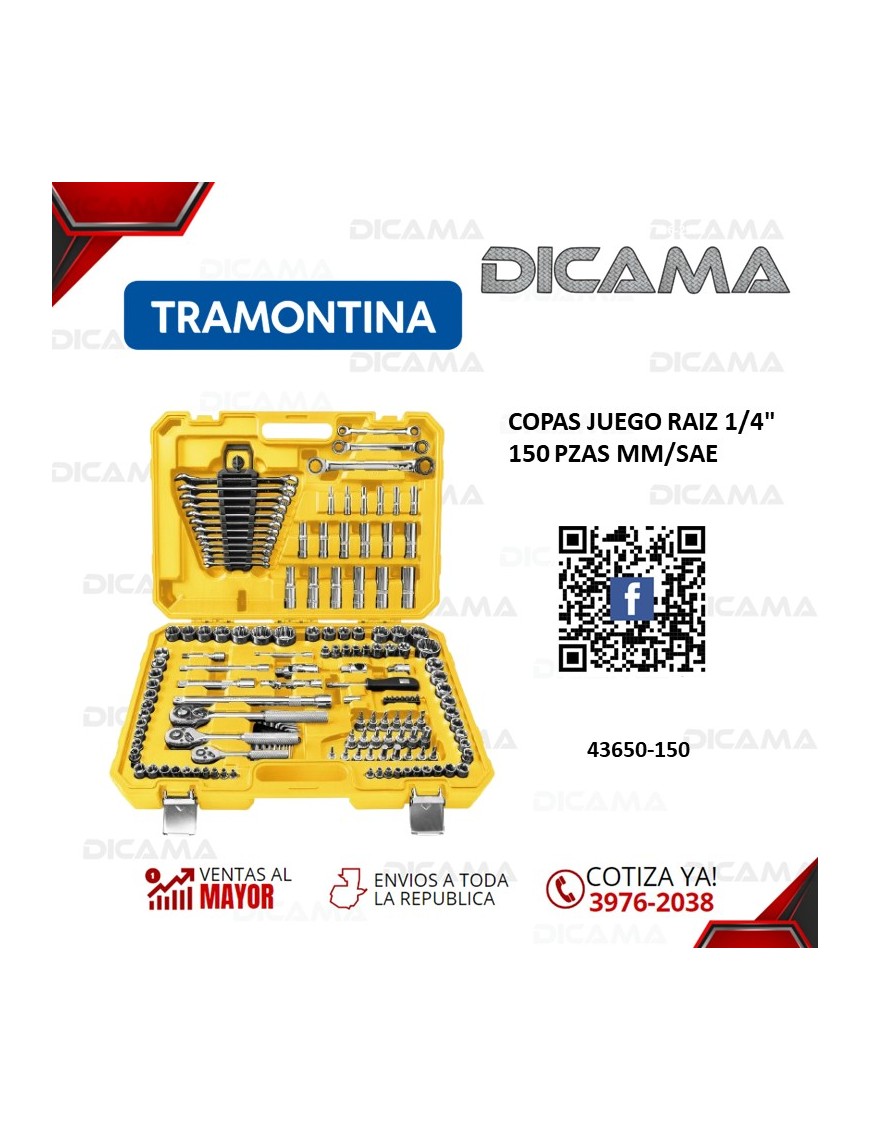 COPAS JUEGO RAIZ 1/4" 150 PZAS MM/SAE