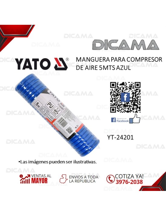 MANGUERA PARA COMPRESOR DE AIRE 5MTS AZUL