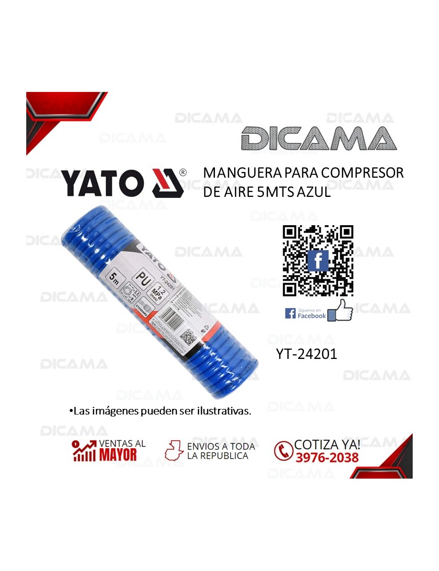 MANGUERA PARA COMPRESOR DE AIRE 5MTS AZUL