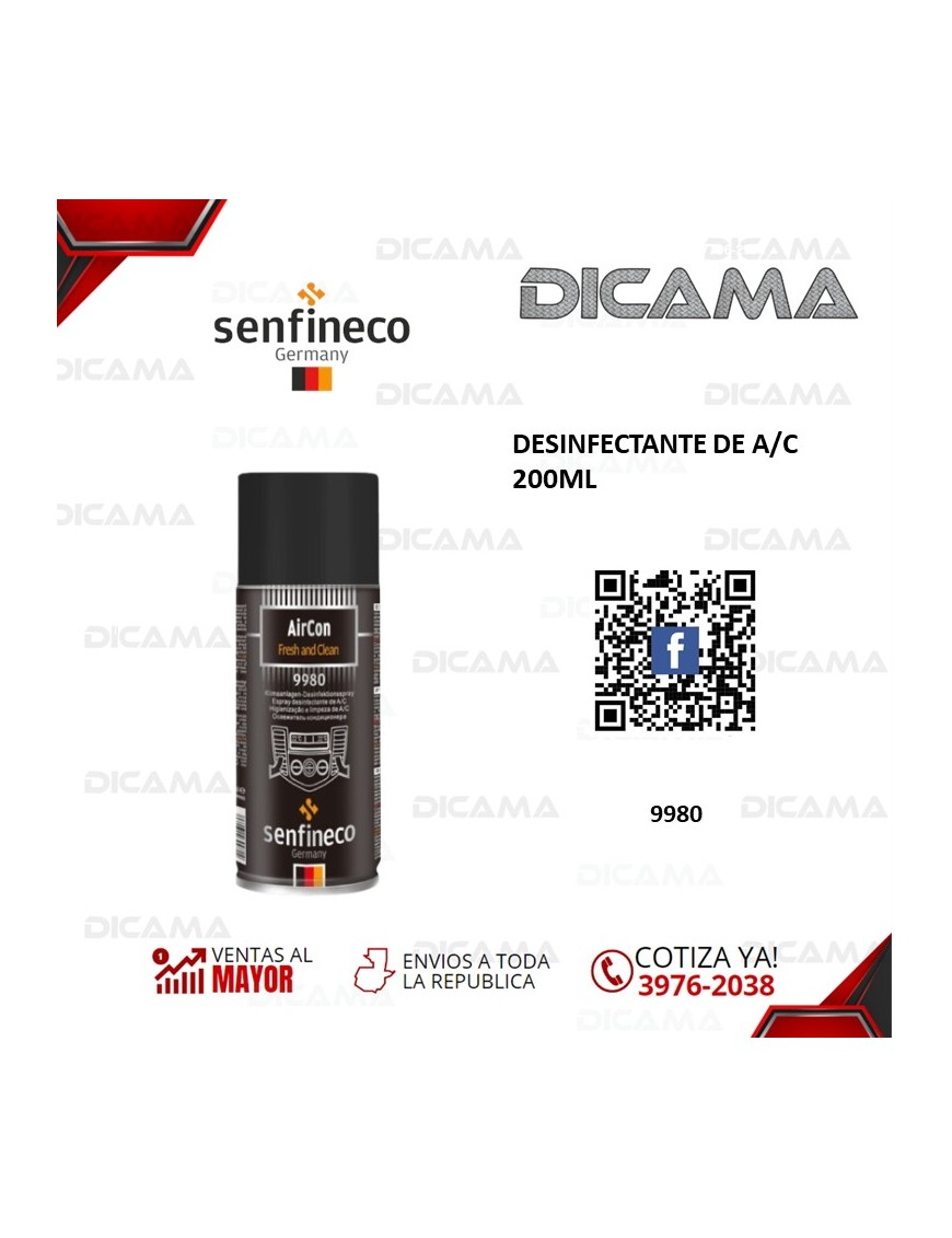 DESINFECTANTE DE A/C 200ML SENFINECO 9980/