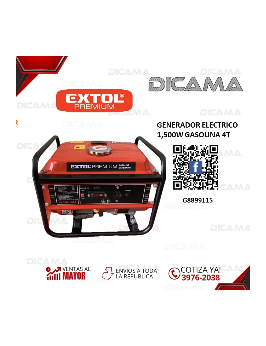 GENERADOR ELECTRICO 1,500W GASOLINA 4T