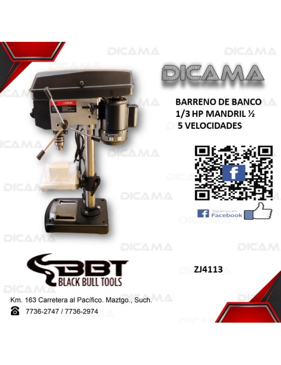 BARRENO DE PISO 1/3 HP MANDRIL 1/2 5VEL BBT ZJ4113