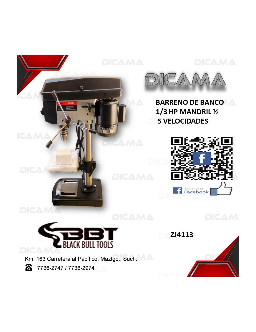 BARRENO DE PISO 1/3 HP MANDRIL 1/2 5VEL BBT ZJ4113