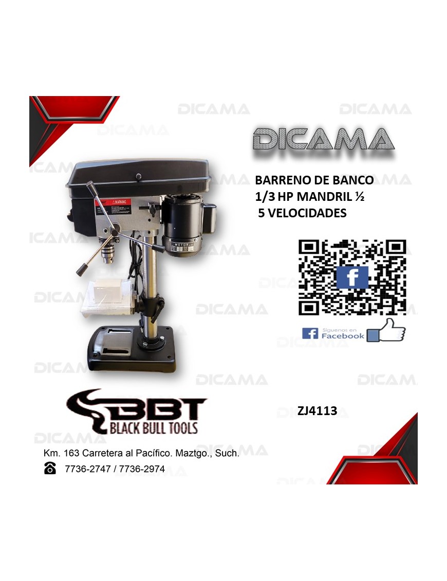 BARRENO DE PISO 1/3 HP MANDRIL 1/2 5VEL BBT ZJ4113