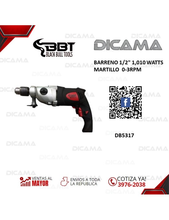 BARRENO 1/2 1,010 WATTS MARTILLO  0-3RPM BBT DB5317