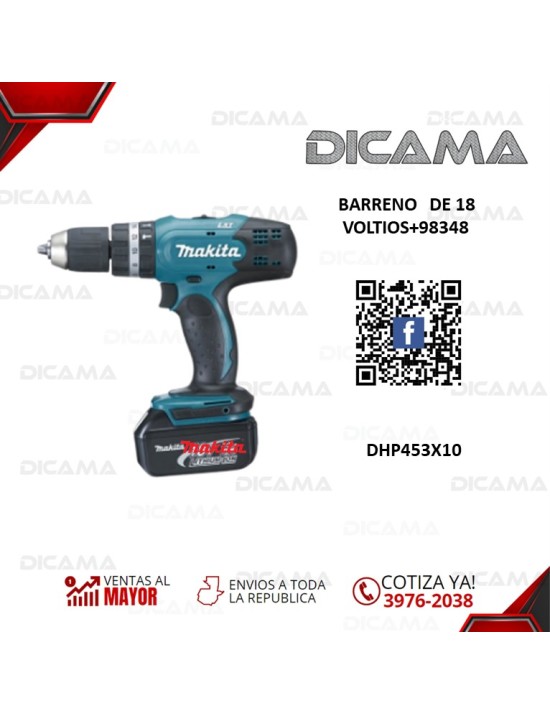 BARRENO   DE 18 VOLTIOS+98348 MAKITA DHP453X10