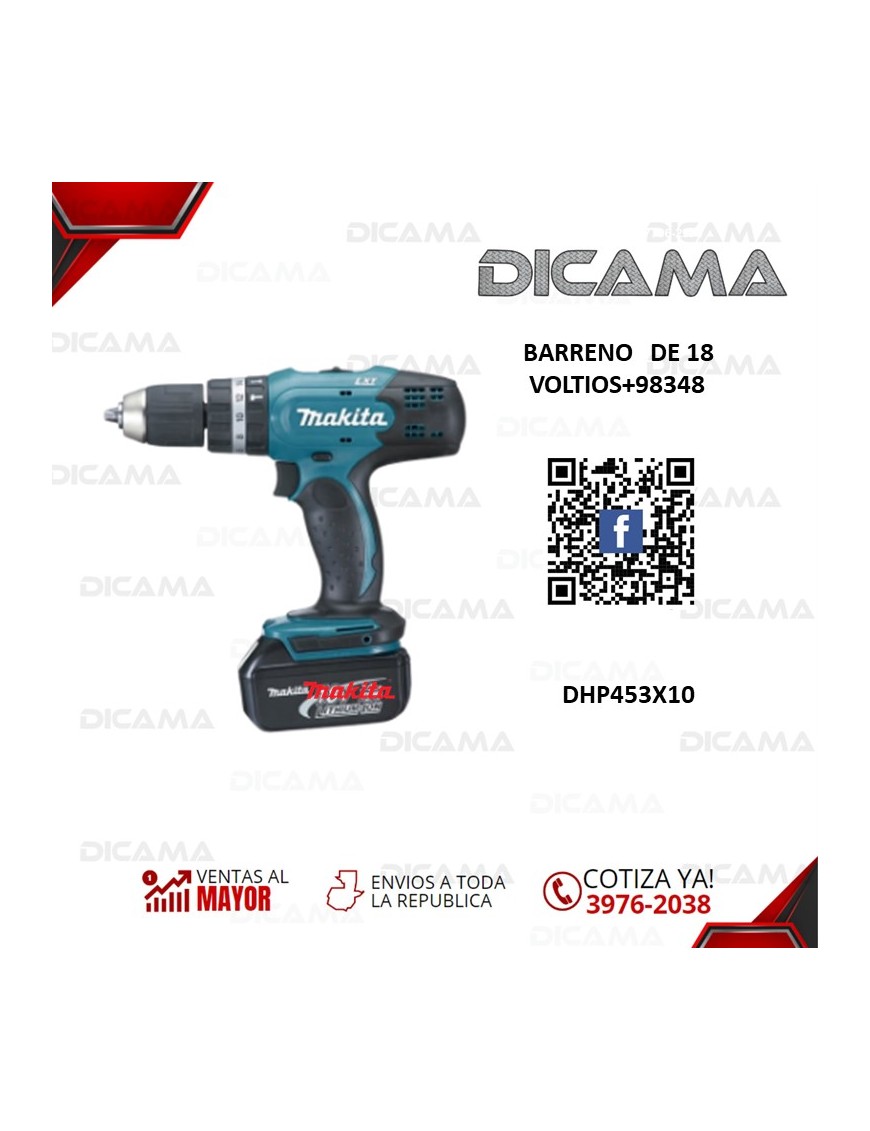 BARRENO   DE 18 VOLTIOS+98348 MAKITA DHP453X10