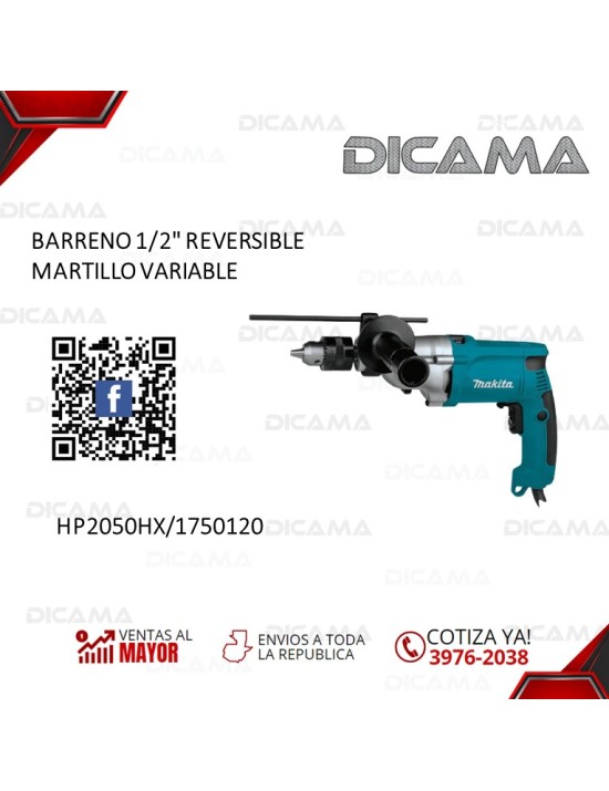 BARRENO 1/2 REVERSIBLE MARTILLO VARIABLE MAKITA HP2050HX/1750120
