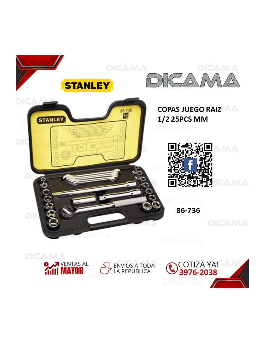 COPAS JUEGO RAIZ 1/2" 25 PZAS MM