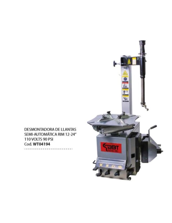 DESMONTADORA DE LLANTAS SEMI-AUTOMATICA 12-24