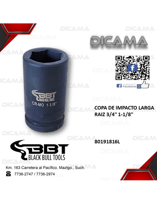 COPA RAIZ 3/4" DE IMPACTO LARGA 1-1/8"