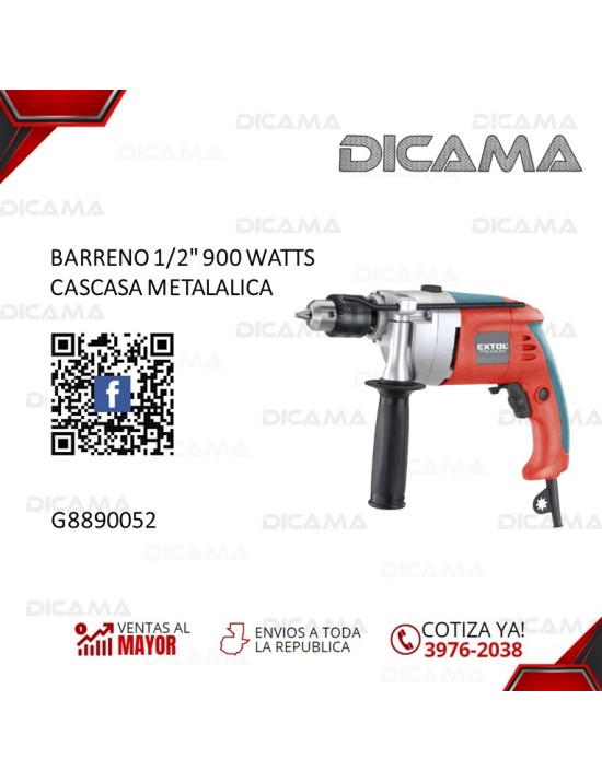 BARRENO 1/2 900 WATTS CASCASA METALALICA EXTOL G8890052