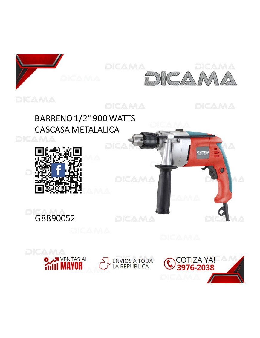 BARRENO 1/2 900 WATTS CASCASA METALALICA EXTOL G8890052