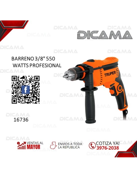 BARRENO 3/8 550 WATTS PROFESIONAL TRUPER 16736