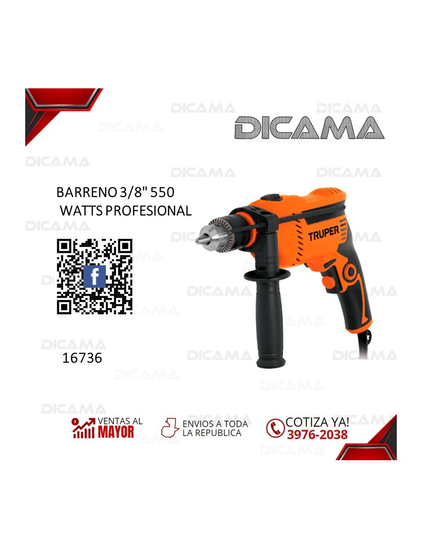 BARRENO 3/8 550 WATTS PROFESIONAL TRUPER 16736