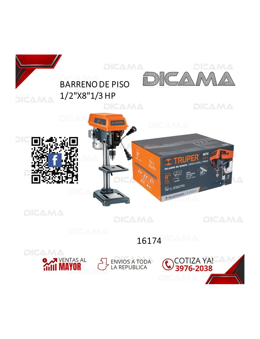 BARRENO DE PISO 1/2X81/3 HP TRUPER 16174