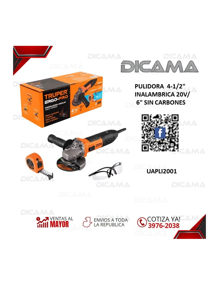 PULIDORA  4 1/2 800 WATTS 11,000 RPM+LENTES/METRO TRUPER 100250