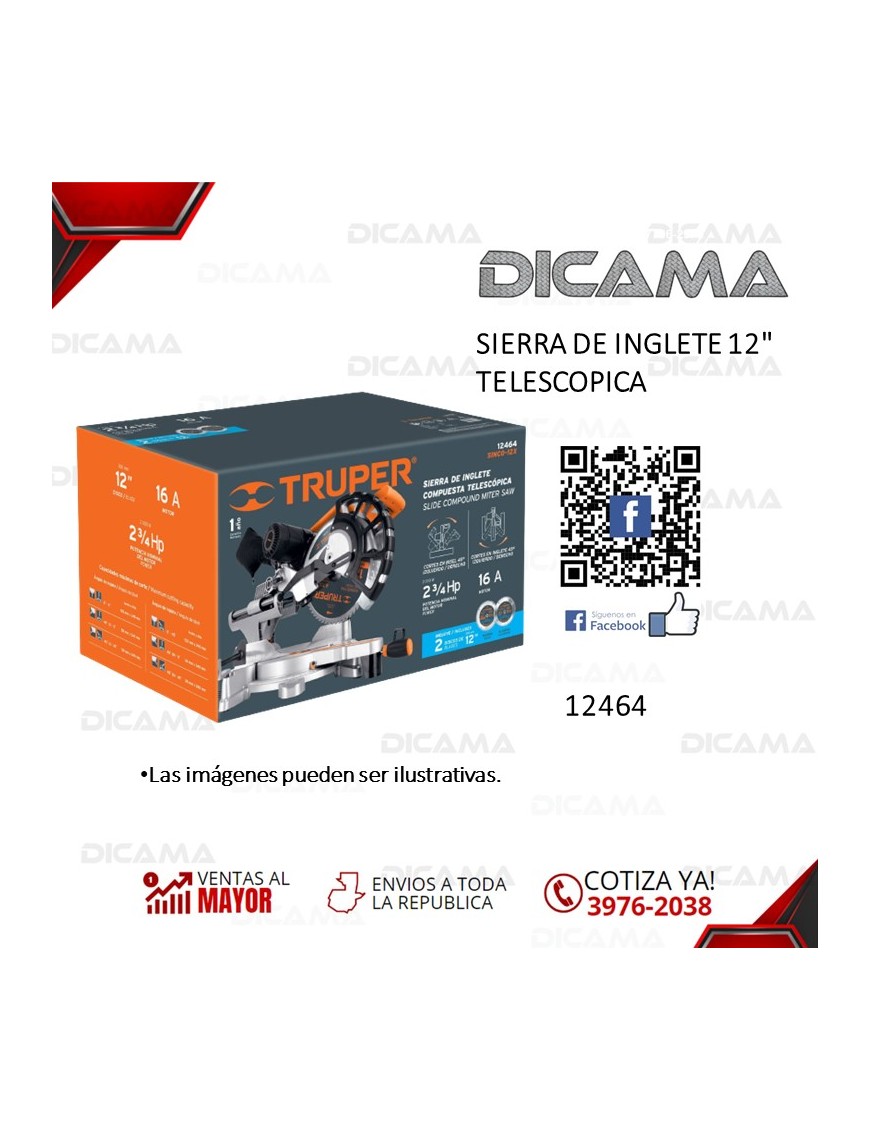 SIERRA DE INGLETE 12 2,000 WATTS TELESCOPICA TRUPER 12464