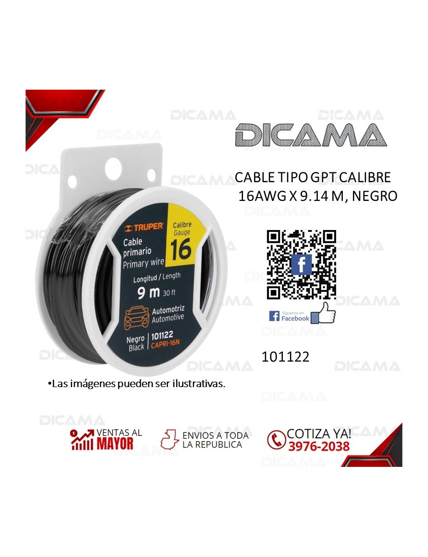CABLE P/AUDIO/LUCES NEGRO 16 CALIBRE 9.14 MTS TRUPER 101122