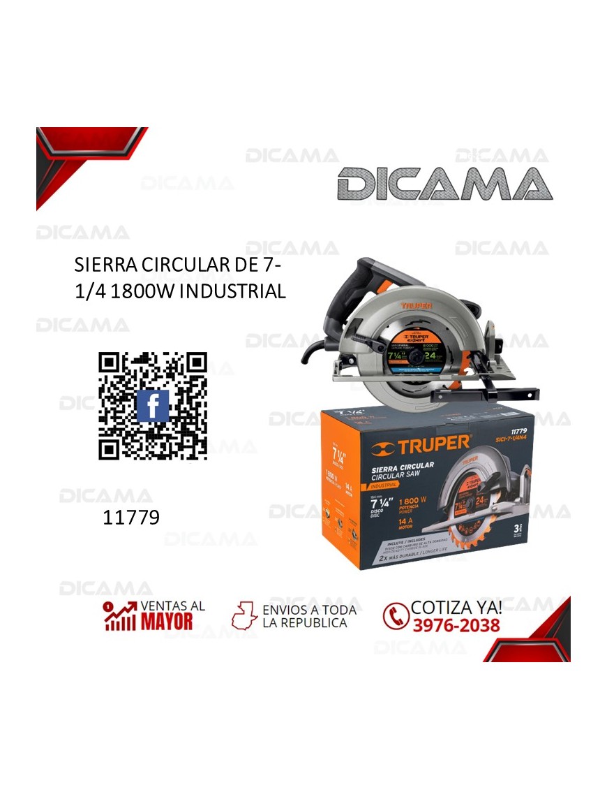 SIERRA CIRCULAR 7 1/4 1800W INDUSTRIAL TRUPER 11779