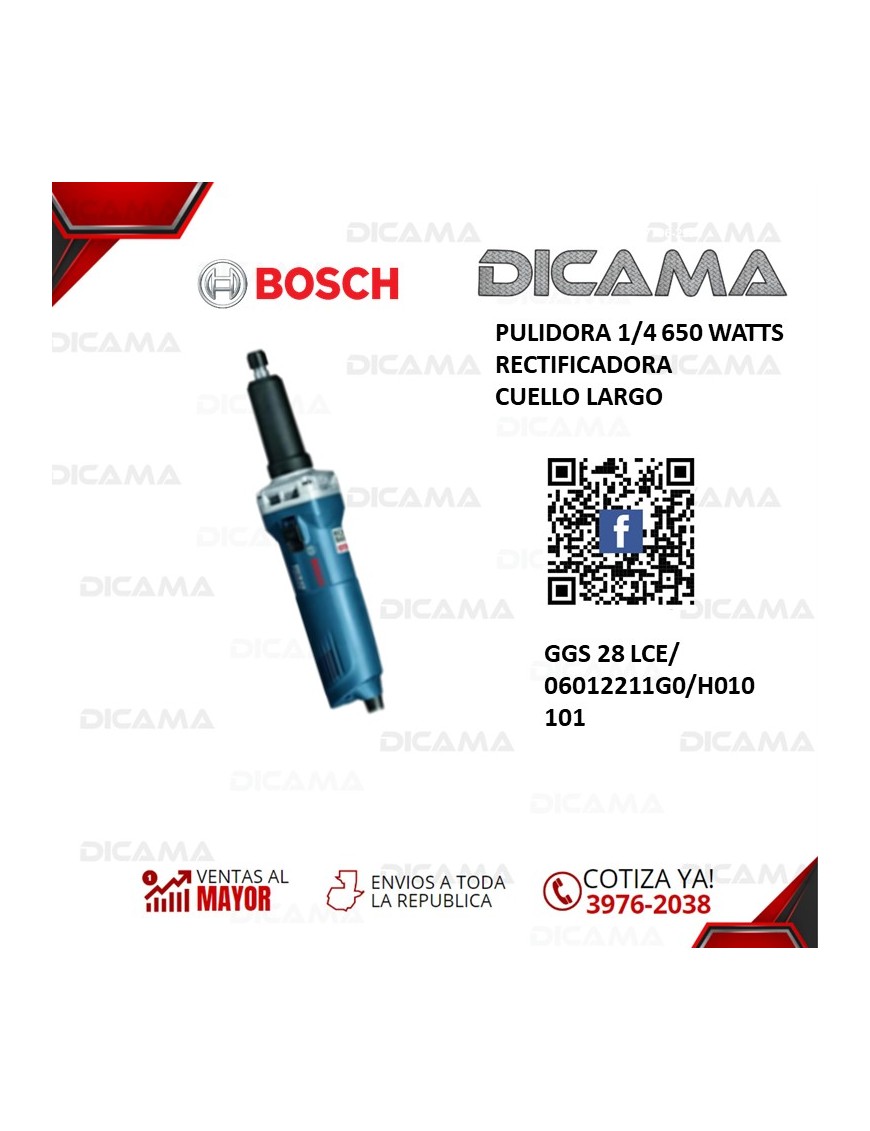PULIDORA 1/4 650 WATTS RECTIFICADORA  CUELLO LARGO BOSCH GGS 28 LCE/ 06012211G0/H010101