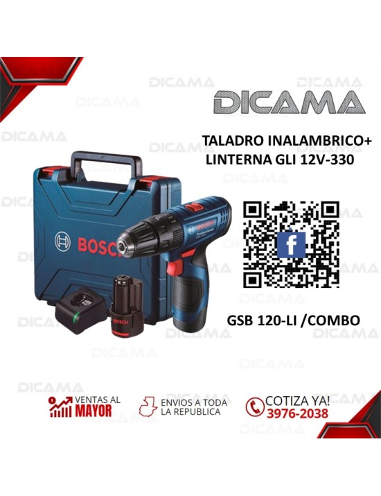 BARRENO INALAMBRICO+ LINTERNA GLI 12V-330 BOSCH GSB 120-LI /COMBO