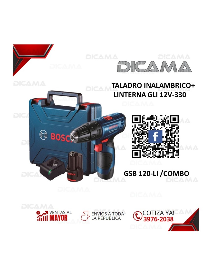 BARRENO INALAMBRICO+ LINTERNA GLI 12V-330 BOSCH GSB 120-LI /COMBO