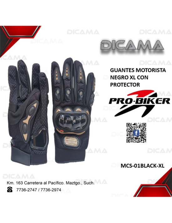 GUANTES MOTORISTA NEGRO XL CON PROTECTOR CHINA MCS-01BLACK-XL