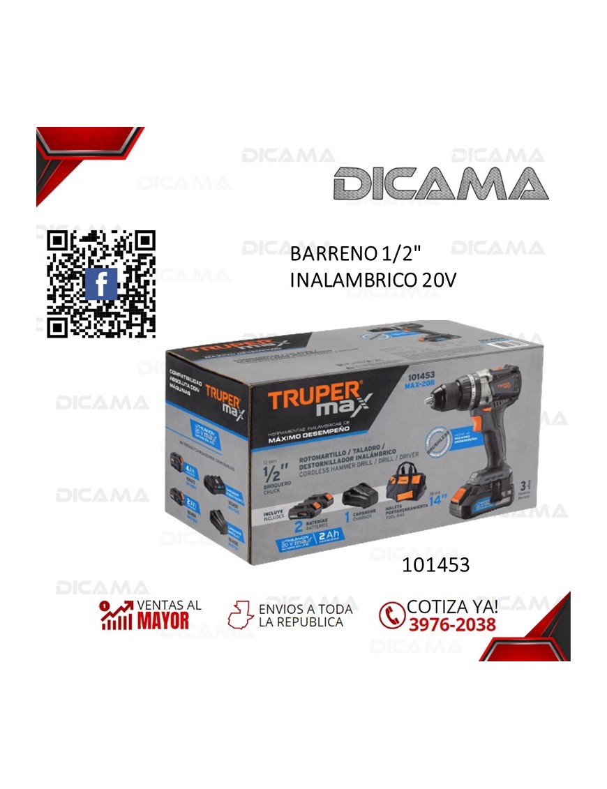 BARRENO 1/2 INALAMBRICO 20V TRUPER 101453