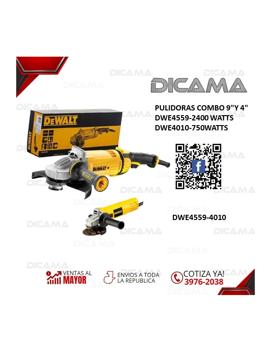 PULIDORA COMBO 9Y 4 DWE4559-2400 WATTS DWE4010-750WATTS DEWALT DWE4559/750/(4010)