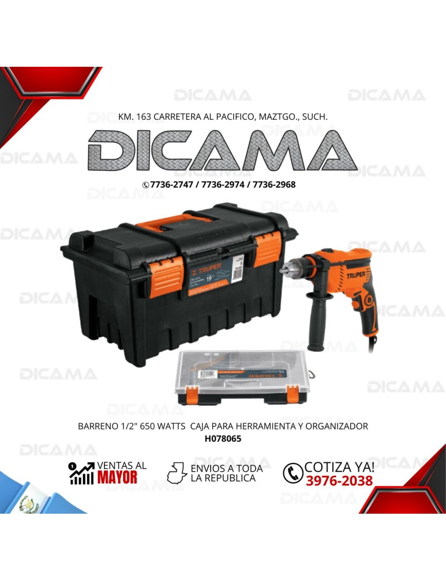 BARRENO 1/2 650 WATTS  CAJA PARA HERRAMIENTA Y ORGANIZADOR TRUPER 10884