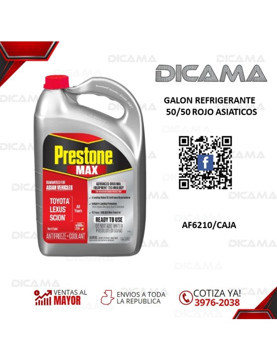 GALON REFRIGERANTE 50/50 ROJO ASIATICOS PRESTONE AF6210/CAJA