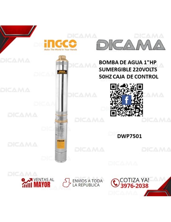 BOMBA DE AGUA 1"HP SUMERGIBLE 220VOLTS 50HZ CAJA DE CONTROL