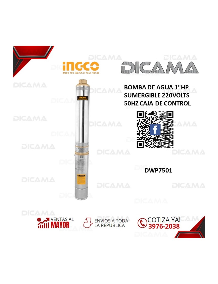 BOMBA DE AGUA 1"HP SUMERGIBLE 220VOLTS 50HZ CAJA DE CONTROL
