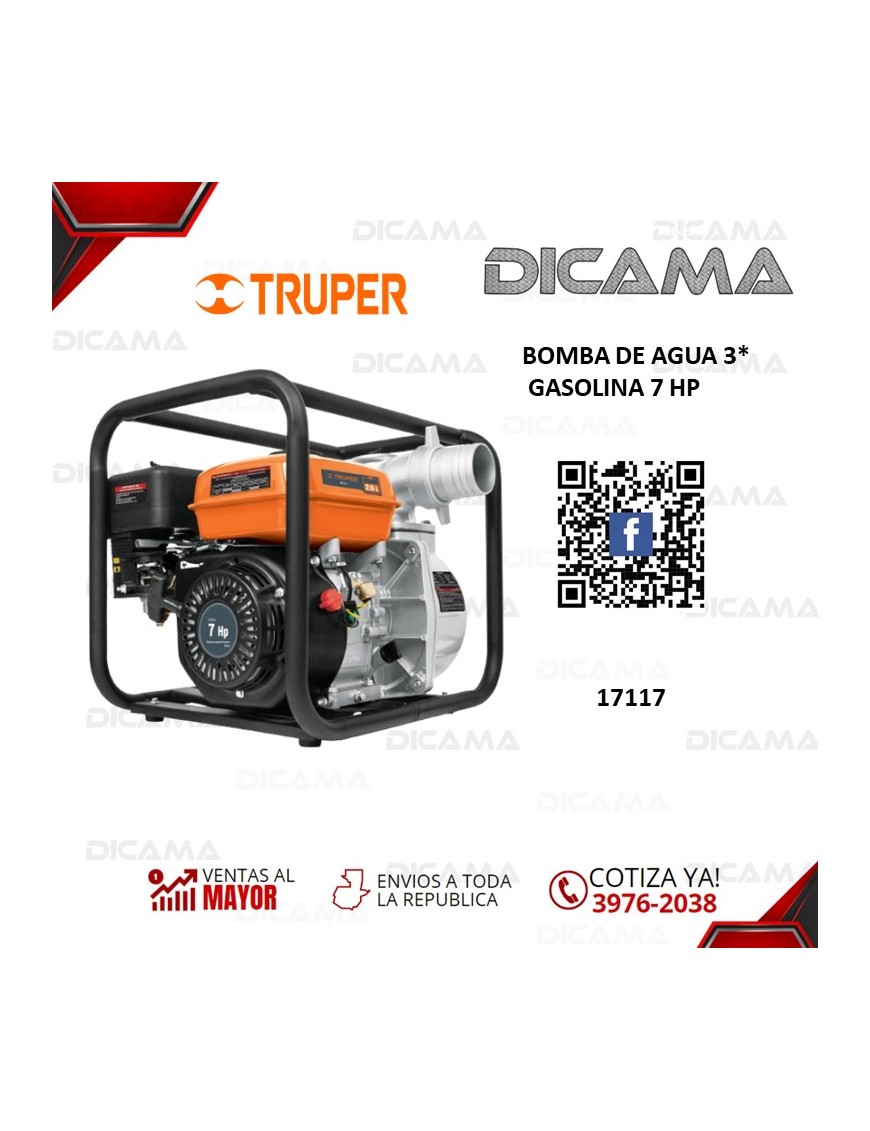 BOMBA DE AGUA 3* GASOLINA 7 HP