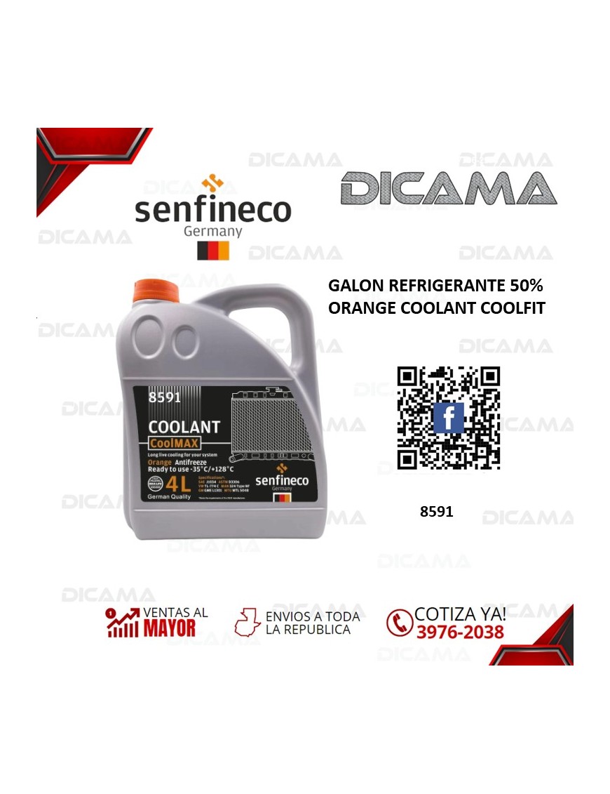 GALON REFRIGERANTE 50% ORANGE COOLANT COOLFIT SENFINECO 8591
