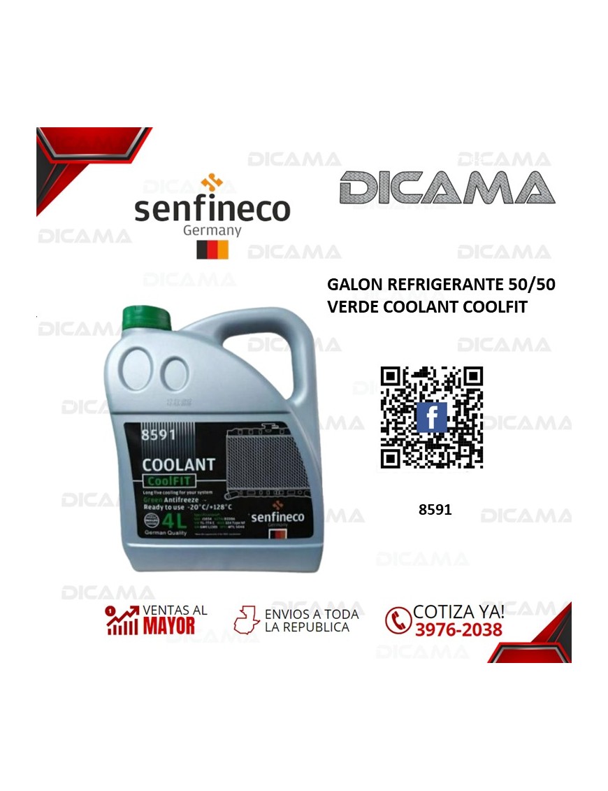 GALON REFRIGERANTE 50/50 VERDE COOLANT COOLFIT SENFINECO 8591/CAJA-4