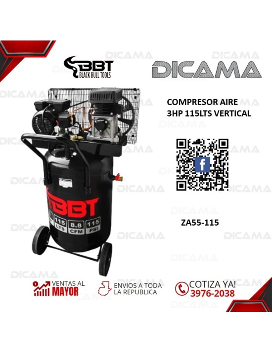 COMPRESOR AIRE 3 HP 115LTS VERTICAL
