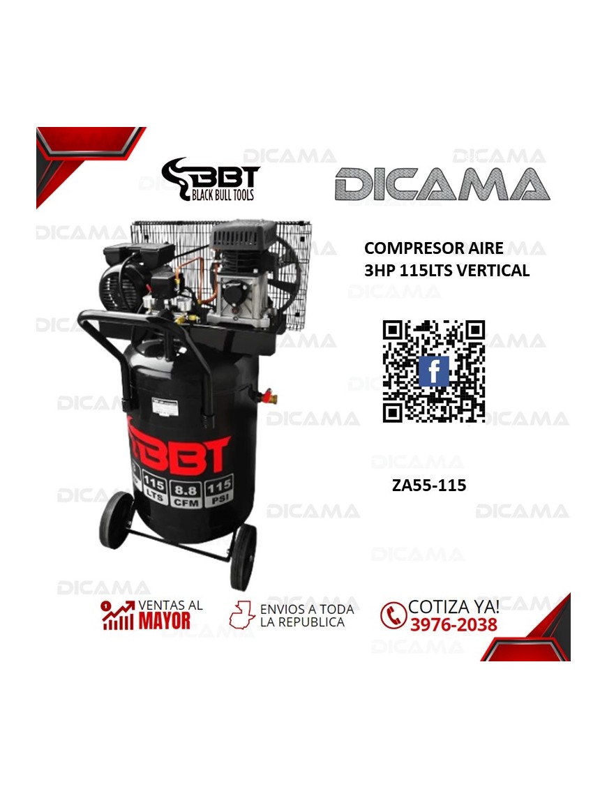 COMPRESOR AIRE 3 HP 115LTS VERTICAL