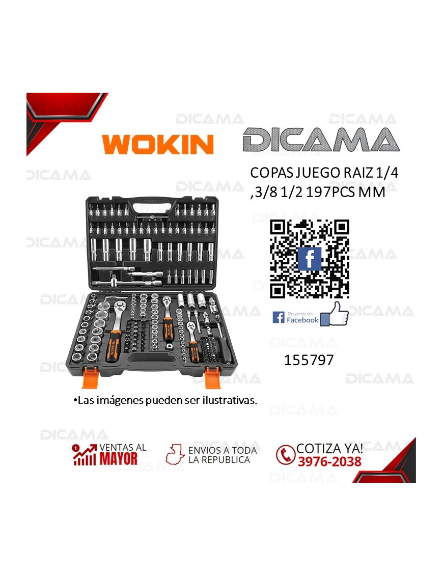 COPAS JUEGO RAIZ 1/4 3/8 1/2 197 PZAS MM WOKIN 155797