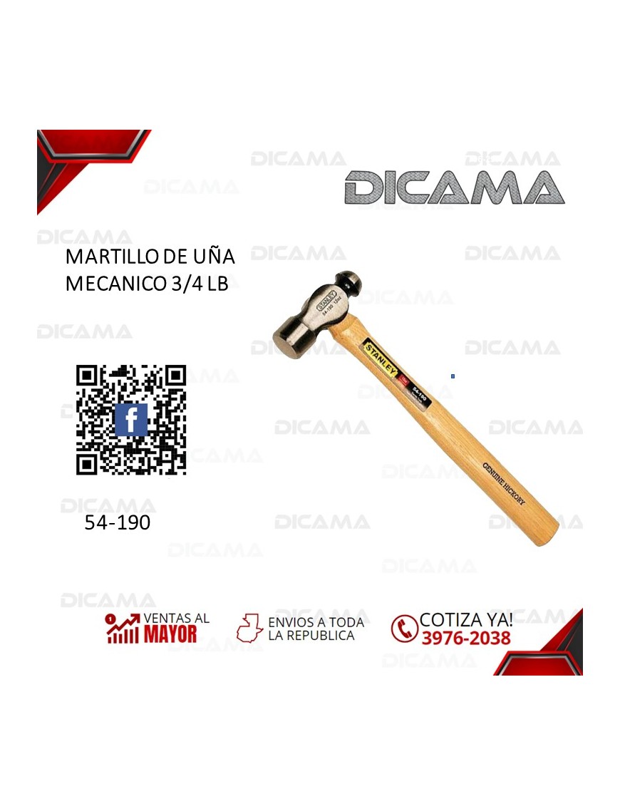 MARTILLO DE BOLA 12 ONZAS MECANICO STANLEY 54-190