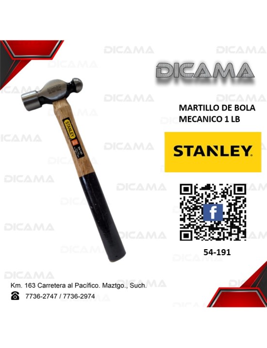 MARTILLO DE BOLA 16 ONZAS MECANICO STANLEY 54-191