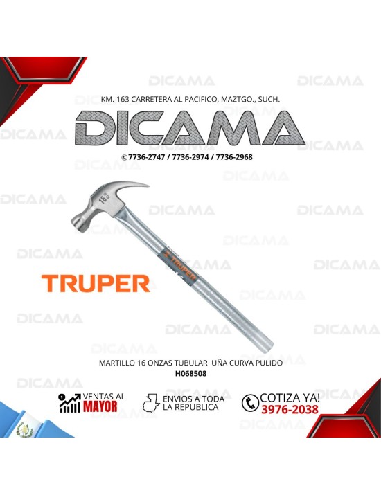 MARTILLO DE UÑA 16 ONZAS TUBULAR  PULIDO TRUPER 16701