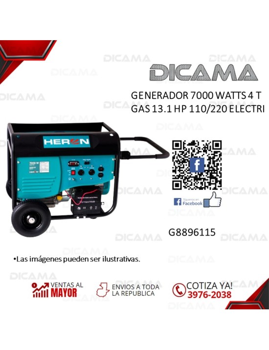 GENERADOR ELECTRICO 7,000 WATTS 4T GAS 13.1 HP 110/220