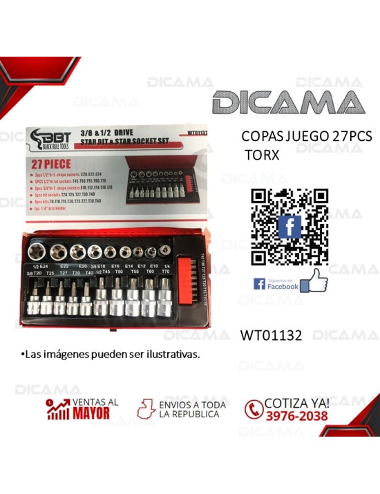COPAS JUEGO TORX 27 PZS